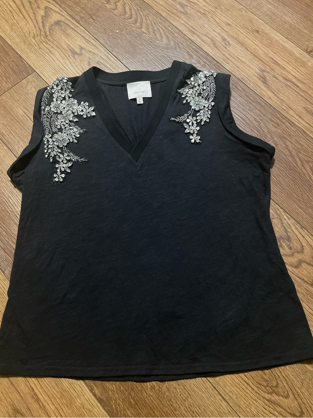 Cinq à Sept Bella Crystal Ivy Embellished Sleeveless T-Shirt